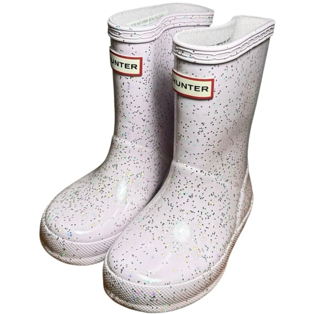 Hunter Kids First Classic Giant Glitter Rain Boots Pink Toddler Size US 7 UK 6